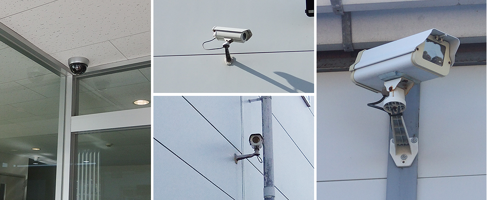 工場建屋周囲の監視カメラ設置事例
